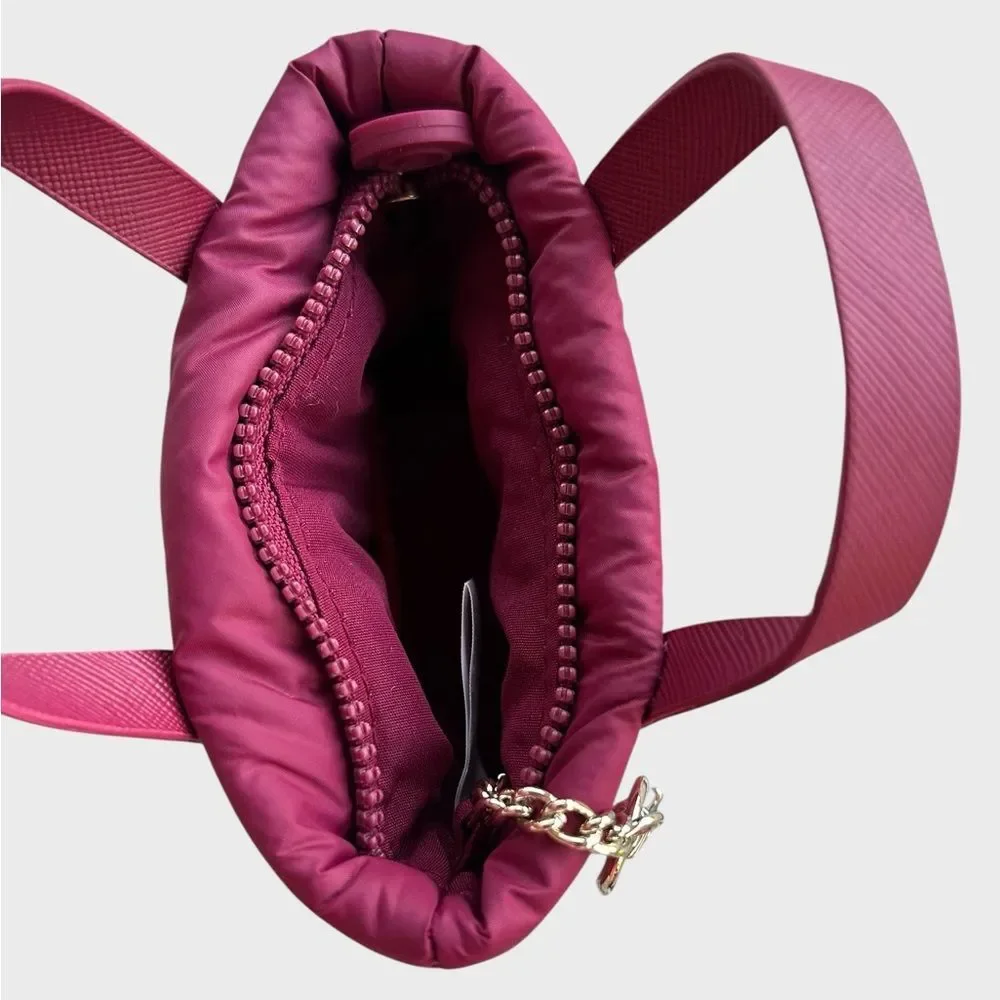 Rare Beauty Mini Puffy Traveler Tote Keychain Rich Berry NIP